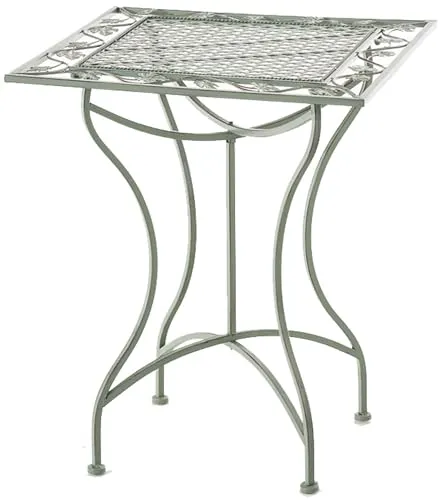 CLP Eisentisch ASINA im Jugendstil - Antik-grüner Gartentisch mit kunstvollen Verzierungen - Esstisch im Jugendstil, ideal für Garten und Terrasse. Robustes Design mit nostalgischem Charme und pflegeleichter Oberfläche.
