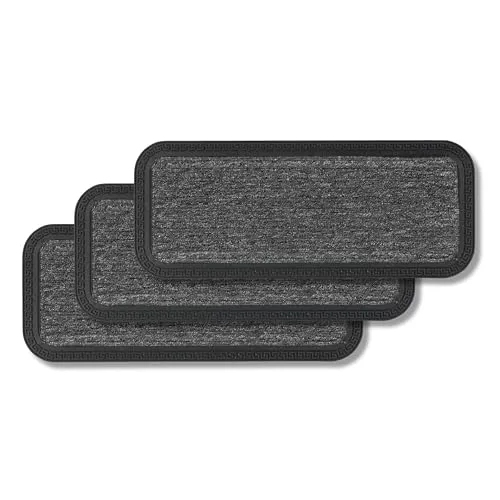 Astra Fußmatte Außen & Innen - 3er Set 25x60 cm Grau - Robuste Schmutzfangmatte für den Innen- und Außenbereich. Mit rutschfester Oberfläche und Rillenstruktur entfernt sie effektiv Schmutz und Nässe für einen sauberen Eingangsbereich.