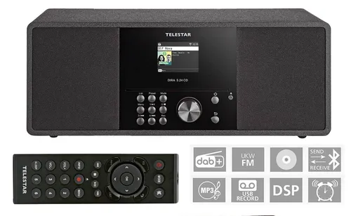 Telestar DIRA S 24 CD Stereo-Radio mit DAB+ und Bluetooth - DAB+ Digital Radio, FM und CD-Player, Bluetooth für kabelloses Streaming und USB-Anschluss für vielseitige Nutzung.