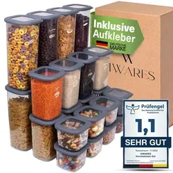 Viwares Vorratsdose Set 24er Mix Anthrazit - Vorratsdosen-Set aus BPA-freiem Plastik, ideal zum Organisieren in der Küche, spülmaschinen- und kühlschrankgeeignet für maximale Flexibilität.