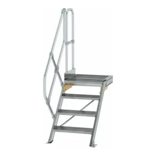 MUNK Aluminium-Treppe Plattform 45° 4 Stufen - Podesttreppe aus robustem Aluminium, rutschsichere Stufen und 15 Jahre Qualitätsgarantie, ideal für industrielle Anwendungen und sichere Zugangslösungen.