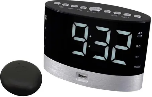 Soundmaster Radiowecker UR580SW – UKW mit Vibrationskissen - Radios mit kabellosem Vibrationskissen und USB-Anschluss zum Laden mobiler Geräte. Ideal für einen sanften Start in den Tag.
