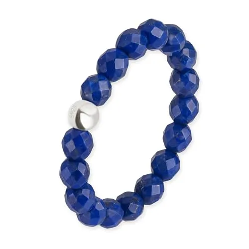 GD GOOD.designs Anti Stress Ring aus Lapislazuli Naturstein Perlen für Damen | Elastische Anxiety Rings | Fidget Ringe | Ringgröße 52-60