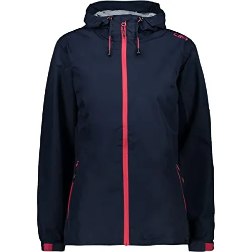 CMP Damen Regenjacke WOMAN JACKET FIX HOOD BLACK BLUE 44 - Funktionsjacken, wasserabweisend und atmungsaktiv, ideal für Outdoor-Aktivitäten bei jedem Wetter.
