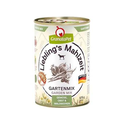 GranataPet Liebling's Mahlzeit Gartenmix PUR, Ergänzungsfuttermittel für Hunde, Hundefutter ohne Getreide, Ergänzung zum BARFen ohne Fleisch, reich an natürlichen Vitaminen, 6 x 375 g