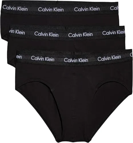 Calvin Klein Herren 3er Pack Hip Briefs Unterhosen - Herren-Slips mit hohem Tragekomfort und perfekter Passform, 3er Pack in elegantem Schwarz mit Tommy Hilfiger Signature Bund.