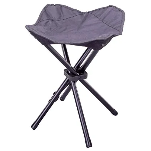 Nexos Trading Camping-Hocker schwarz 4-beinig - faltbar – Bespannung schwarz – Gestell grau