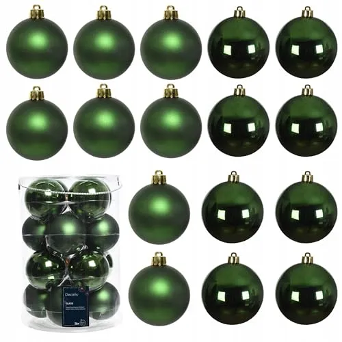 KAE 16 Weihnachtskugeln aus Glas - grün & piniengrün - Weihnachtsbaumkugeln aus Glas, 8 cm Durchmesser, matt und glänzend gemischt. Ideal für festliche Dekoration und als eleganter Christbaumschmuck.