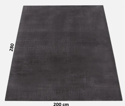 Paco Home Kurzflorteppich Anthrazit 200x280 cm - Strapazierfähiger Kurzflorteppich für gemütlichen Komfort, ideal für Fußbodenheizung und maschinenwaschbar – perfekt für jedes Zimmer!