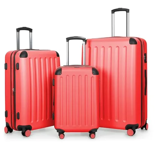 HAUPTSTADTKOFFER - SPREE - 3er Trolley-Set Rollkoffer - Koffer-Set (S, M, L) mit 4 leisen Doppel-Rollen und Volumenerweiterung für zusätzlichen Stauraum. Ideal für jede Reise, von Kurztrip bis Langzeiturlaub.