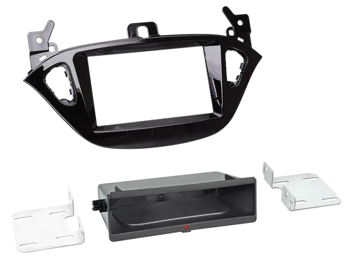 2-DIN RB Inbay Opel Adam / Corsa - Klavierlack Schwarz - Hochwertige 2-DIN Blende für Opel Adam und Corsa, in elegantem Klavierlack schwarz - perfekte Integration für ein modernes Fahrzeuginterieur.