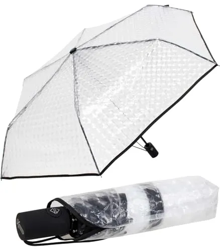 iX-brella Taschenschirm transparent mit Lens-Effekt durchsichtig mit Einfassband schwarz