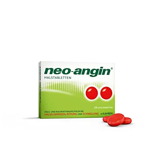 neo-angin Halstabletten mit antiseptischen Wirkstoffen & Kräutergeschmack | lindern Halsschmerzen & beruhigen die gereizte Schleimhaut | kühlend & schmerzlindernd | ab 6 Jahren | 24 Tabletten