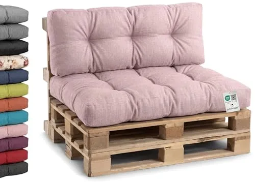 Gutekissen® Palettenkissen Set – Hellrosa (120x80 + 120x40) - Erleben Sie außergewöhnlichen Komfort mit unseren Palettenkissen für den Garten. Ergonomisch gestaltet und in vielen Farben erhältlich, bieten sie eine stilvolle und bequeme Sitzgelegenheit für entspannte Stunden im Freien.