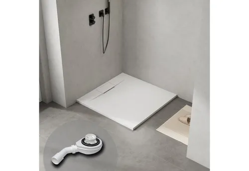 WITEN&NOCK Superflache Duschwanne SMC 100x120 cm - Antirutsch-Duschtasse in elegantem Weiß, inklusive Ablaufgarnitur. Ideal für moderne Bäder und eine sichere Nutzung.