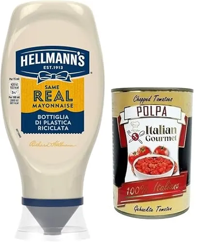 Hellmann's Maionese,Mayonnaise in Top-Down-Verpackung,430ml + Italian Gourmet Polpa di Pomodoro 400g Dose