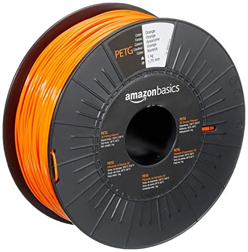 Amazon Basics 3D-Drucker-Filament aus PETG-Kunststoff, 1.75 mm, Orange, 1-kg-Spule