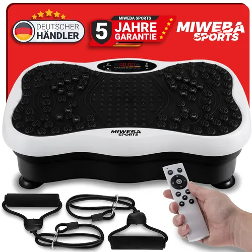 Miweba Sports Vibrationsplatte mit 5 Jahren Garantie - Hochwertige Vibrationstrainer für effektives Workout zu Hause. 120 Intensitätsstufen und 5 Programme für individuelles Training. Kompakt, leicht und einfach zu bedienen – ideal für jeden Fitnesslevel.