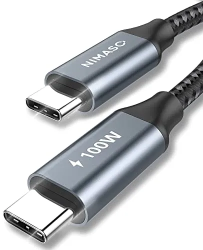 Nimaso USB C auf USB C Kabel 2M, USB Typ C 100W 20V/5A PD Schnellladekabel mit E-Mark Chip Ladekabel Datenkabel für iPad mini6/Pro 2021/2020 Macbook Pro,Samsung Galaxy S21/S21 Ultra/S20+/MacBook Air