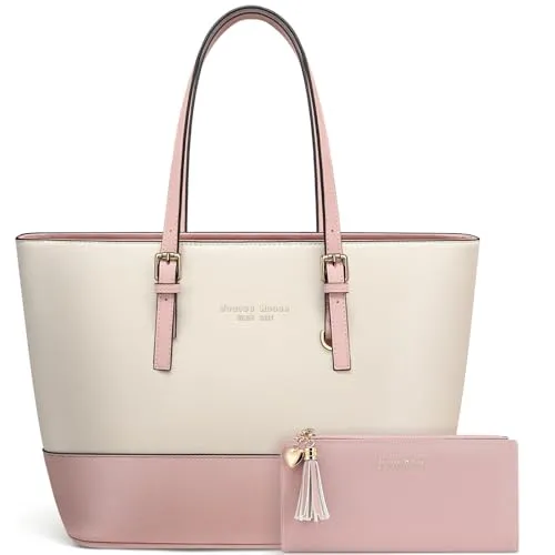 Jocose Moose Damen Handtasche Schultertasche, Vintage Leder Tasche Shopper Groß für BüRo Schule Einkauf, Geschenk mit Einer Damen Geldbörse