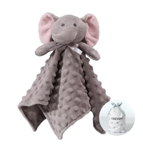 CREVENT Baby Schmusetuch,Plüsch Komfort Schnuffeltuch für Neugeborene,Weich & Waschbar Kuscheltuch Schlaftier für Babys und Kleinkinder,Spielzeug 0+ Monate (Grauer Elefant)