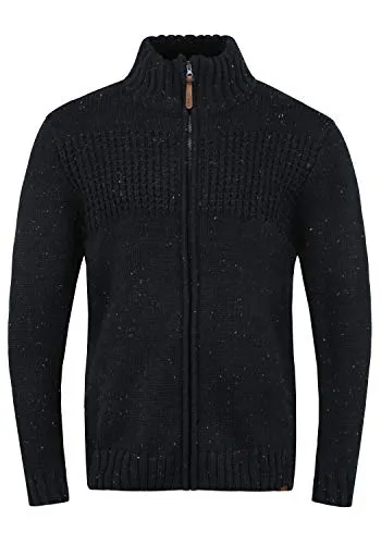 Indicode IDBergen Herren Strickjacke Cardigan Grobstrick - Schwarz, Größe L - Stylische Herren Strickjacke mit Stehkragen und leichtläufigem Reißverschluss. Ideal für Freizeit und Büro. Bequem und vielseitig kombinierbar.