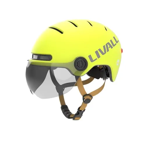 Livall L23 City Helm mit Visier - Signalgelb, Größe L (57-61 cm) - Fahrradhelm mit abnehmbarem Visier für optimalen Schutz und Sicht, ideal für städtische Radfahrer und sicheres Fahren bei jedem Wetter.
