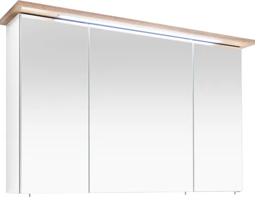 SAPHIR Quickset 923 Spiegelschrank, 3 Spiegeltüren, 6 Einlegeböden, 115 cm - Spiegelschränke mit integrierter LED-Beleuchtung und Türdämpfer für sanftes Schließen, ideal für Ihr modernes Bad.