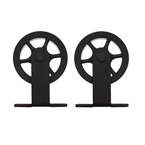 INTERSTEEL 2-teiliges Laufrollen-Set "Wheel Top Mattschwarz" - Schiebetürrollen für Doppeltüren, inklusive Befestigungsmaterial, ideal für Schiebetürsysteme in mattschwarz, Länge 170 mm.