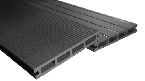 Endorphin® WPC Terrassendielen Komplettbausatz - Anthrazit 6 qm - Holzfliesen mit 6 robusten Hohlkammer-Dielen, ideal für langlebige Terrassenlösungen. Inklusive Unterkonstruktion und Zubehör für einfache Montage.