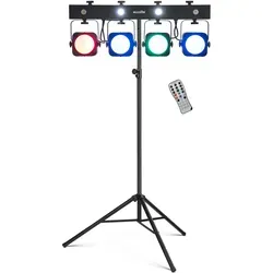 Eurolite LED KLS-190 Kompakt-Lichtset - Licht & Bühne: Leistungsstarkes 3in1-LED-System mit DMX-Steuerung, Strobe-Effekt und Diffusorscheiben für flexibles Lichtdesign, inklusive Stativ und Fernbedienung.