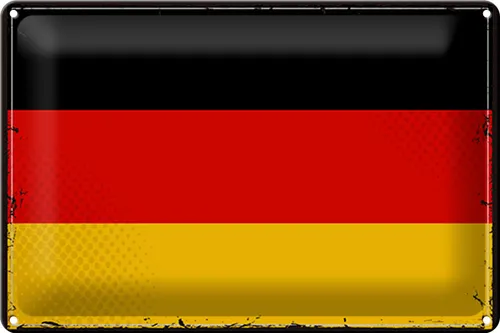 Blechschild Flagge Deutschland 30x20 cm Retro Flag Germany Deko Schild tin sign