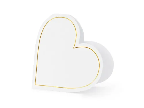 partydeco Papierdekoration, Tischkarten Herzen 15,7x22cm 10 Stück weiß gold