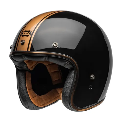 Bell Custom 500 Rally Jethelm, schwarz, Größe S - Motorradhelm mit 5 Schalengrößen für perfekte Passform und gepolstertem Kinnriemen für hohen Tragekomfort. Ideal für stilbewusste Biker.