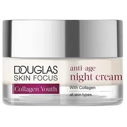 Douglas Skin Focus Collagen Youth Anti-Age Night Cream 50 ml - Nachtpflege für Frauen ab 40, versorgt die Haut über Nacht mit Feuchtigkeit und Nährstoffen, hat eine straffende Wirkung und revitalisiert für einen frischen, erholten Look am Morgen.