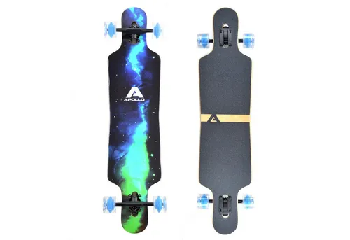 Apollo Longboard Twin Tip DT 40" - Galaxy LED - Longboard für Downhill, aus mehrlagig verleimtem Holz für idealen Flex und Stabilität, optimal für Einsteiger und Fortgeschrittene, bis 100 kg belastbar.
