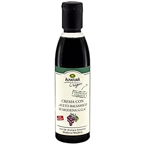 Alnatura Origin Crema con Aceto Balsamico, 250 ml - Feine Crema aus Balsamessig, ideal zum Verfeinern von Salaten, Käse und Desserts. Hergestellt in Modena mit fruchtig-säuerlichem Aroma – perfekt für kreative Küchenexperimente.