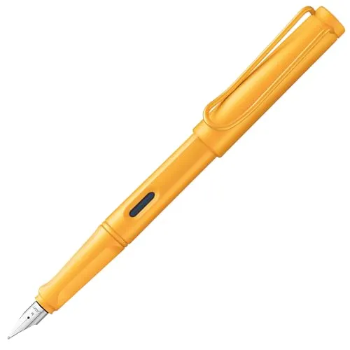 Lamy safari mango Füller - Füllhalter mit ergonomischem Griff & polierter Stahlfeder in Strichbreite F - robuster ASA-Kunststoff - inkl. Tintenpatrone T 10 blau - Rechtshänder