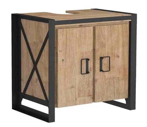 Main Möbel Waschbeckenunterschrank 'Montreux' 75x60cm aus Akazie & schwarzem Metall - Eleganter Waschbeckenunterschrank in Akazie & Metall, bietet Stauraum und verleiht Ihrem Badezimmer ein modernes Flair.