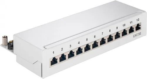 Goobay 93041 CAT 5e Patch Panel - 12 Port RJ45 Buchsen, 100 MHz Bandbreite und robuste Metallkonstruktion für optimale Kabelorganisation