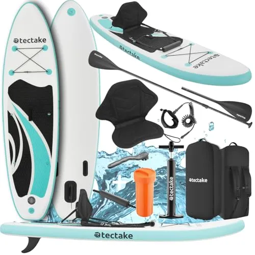 tectake® Stand-Up Paddle Board 2in1 - Surfen & Kitesurfen: Belastbarkeit von 200 kg und aus hochwertigem Drop-Stitch Material für ultimative Stabilität und Sicherheit auf dem Wasser.