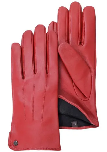Damen Lederhandschuhe PEARLWOOD, Gr. 7,5, rot - Hochwertige Lederhandschuhe aus Schafsleder mit Ziernähten, wasserabweisend und atmungsaktiv. Ideal für die kalte Jahreszeit, mit Seitenschlitzen für bequemes Anziehen.