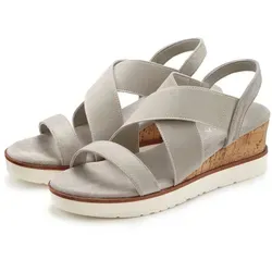 Sandalette LASCANA "Sommerschuh" mit Keilabsatz - Wanderschuhe: VEGANE Sandalette mit elastischen Riemen und 6 cm Keilabsatz von LASCANA. Ideal für casual Outfits und komfortabel für den ganzen Tag.