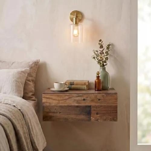 CARO-Möbel Nachtkommode ANNE - Hängender Nachttisch im Old Style, bietet eine praktische Schublade und spart Platz, ideal für stilvolle Schlafzimmer.