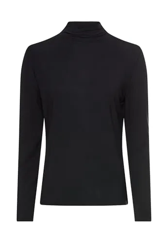 camel active Damen Langarmshirt mit Stehkragen Kaviar - Hochwertiges Langarmshirt aus Viskosemix. Bequemer Stehkragen sorgt für angenehme Wärme. Ideal für den Alltag und Freizeit. Regular Fit für optimalen Tragekomfort.