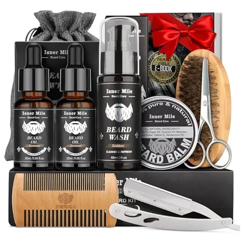 Bartpflege Set für Männer – Alles-in-1 Premium Kit - Vielseitiges Bartpflege Set mit Bartöl, Shampoo, Balsam, Kamm und mehr. Ideal für die tägliche Pflege und ein perfektes Geschenk für Bartträger. Praktische Reisetasche inklusive!