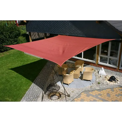 EDUPLAY 160132 Sonnenschutz Sonnensegel 5x5m, wasserabweisend - Sonnenschutz-Sonnensegel, quadratisch und rostrot, ideal für Garten oder Terrasse, bietet effektiven UV-Schutz und ist wasserabweisend für vielseitige Nutzung.