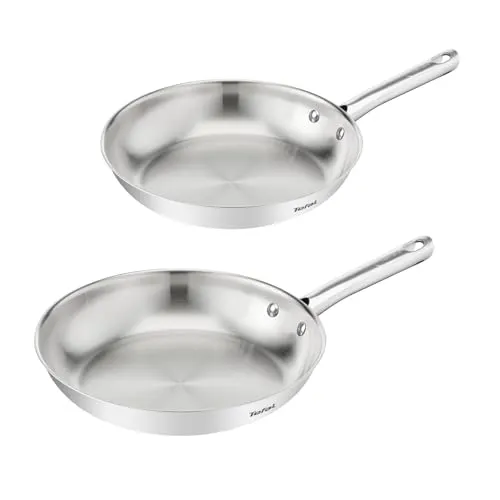 Tefal Duetto On Pfannen-Set 2-tlg. 24/28 cm - Vielseitiges Pfannen-Set für alle Herdarten, mit unbeschichteter Innenfläche für knusprige Ergebnisse und ergonomischem Komfort-Griff.