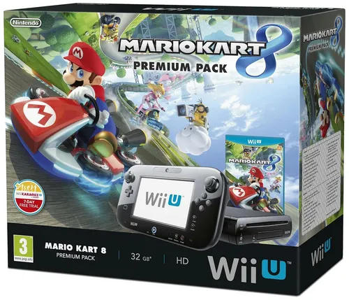 Nintendo Wii U Konsole Basic & Premium Pack schwarz - Konsolen mit 32GB Speicher, inkl. Mario Kart 8, ideal für spannende Gaming-Abenteuer mit Freunden und Familie.