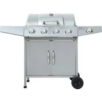 El Fuego Gasgrill Dayton 4+1 - Silber - Grillwagen mit 4 Hauptbrennern und einem Seitenbrenner für vielseitiges Kochen. Hohe Qualität und Sicherheit, ideal für Grillfreunde, die Komfort und Flexibilität schätzen.